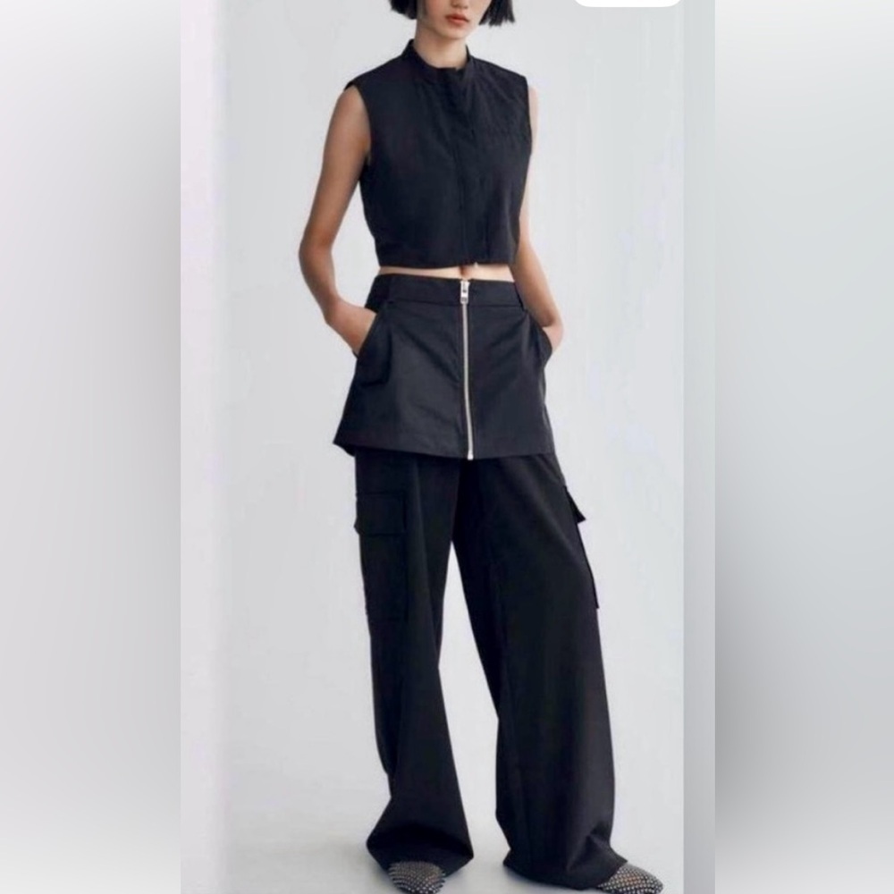 Zara Women’s Black Skirt Cargo Pants Size Small New with Tags